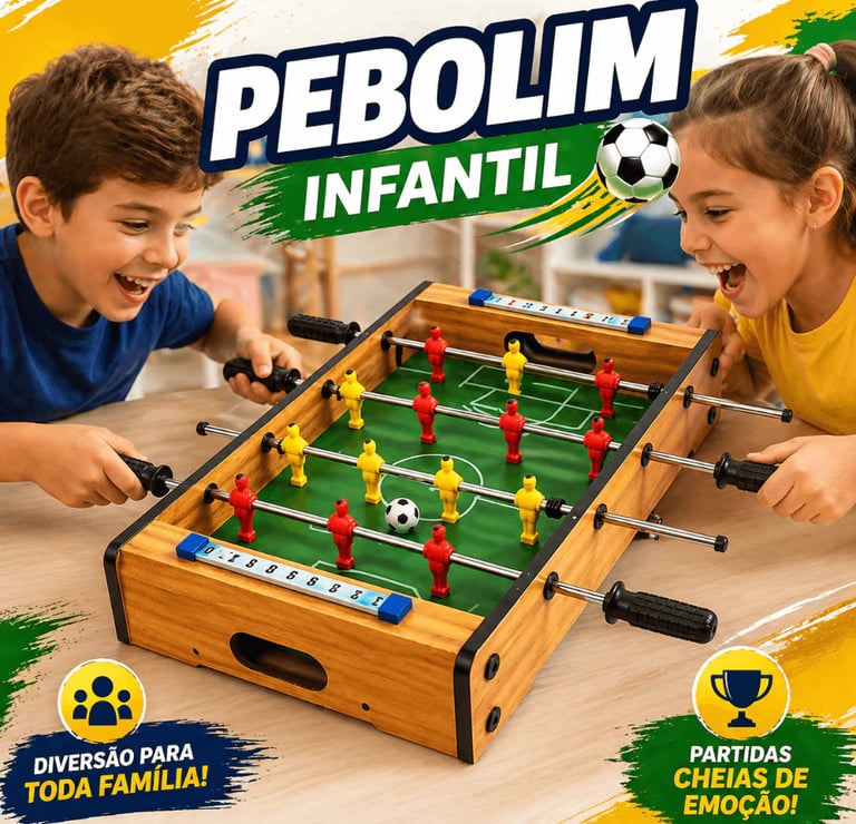Pebolim Mesa Madeira Compacta Portatil Jogo Futebol Entretenimento