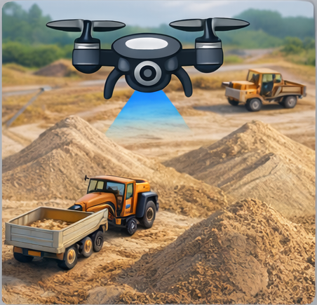 plac budowy z drona hałdy materiałów i monitoring zmian w czasie