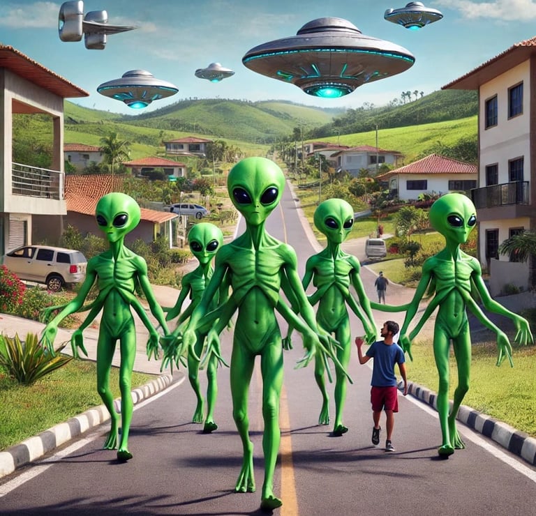 Escultura de ET com detalhes realistas, obra de Jean Esteves no Barra Center Shopping.