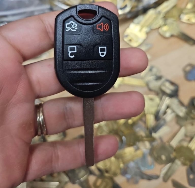 Car key programmed and ready for use in Hendersonville, NC—mobile and residential locksmith services
