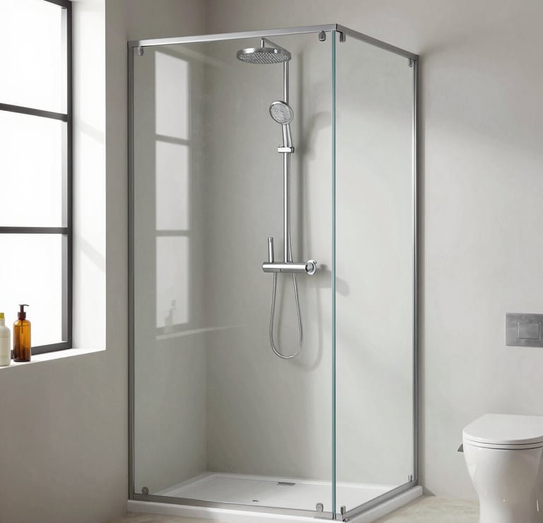 A modern bathroom showcasing a neat shower re-mastic job around the edges.