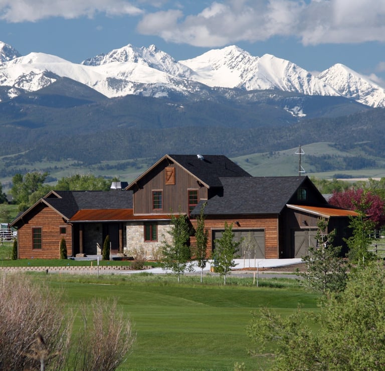 a house with a mountain view of the mountains