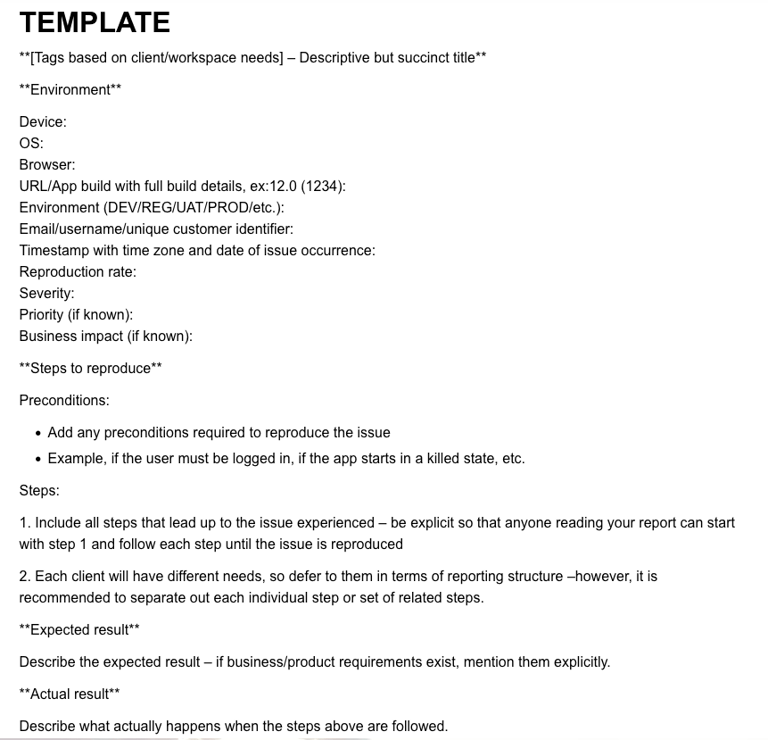 Screenshot of a Proton Doc template that is opened upon click action