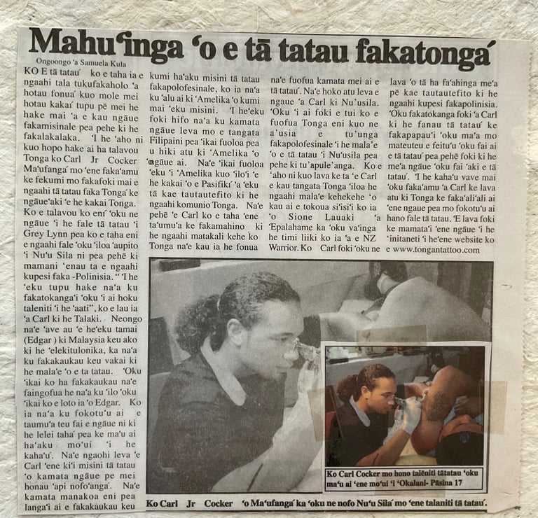 Carl Cocker on Taimi o Tonga newspaper 2003