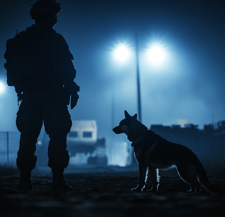 K9 and Handler in night operations.