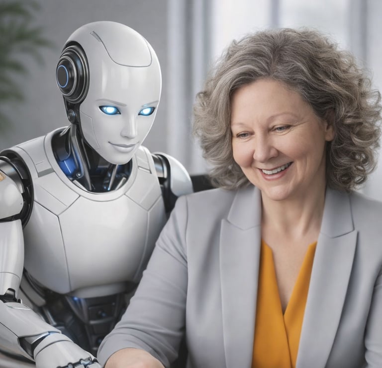 Business owner working with an AI assistant to streamline workflows and automations.