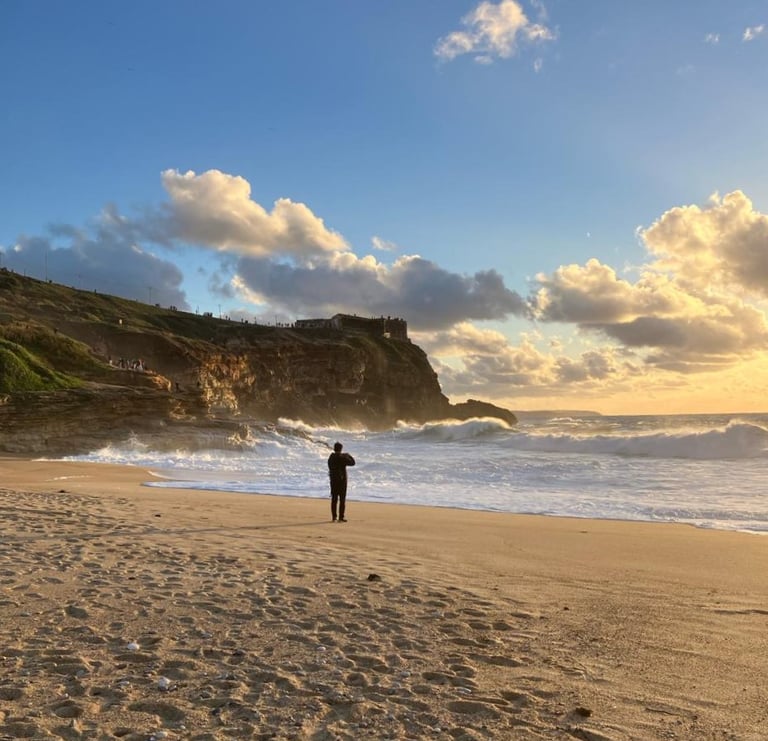 watching the sunset on the beach