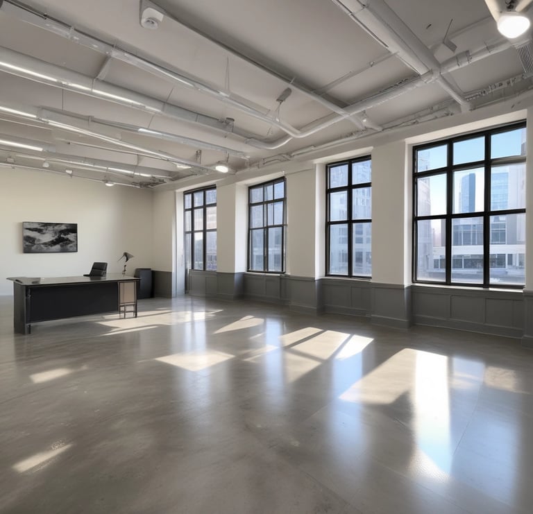 Bright, open-concept living room with charcoal and white decor.