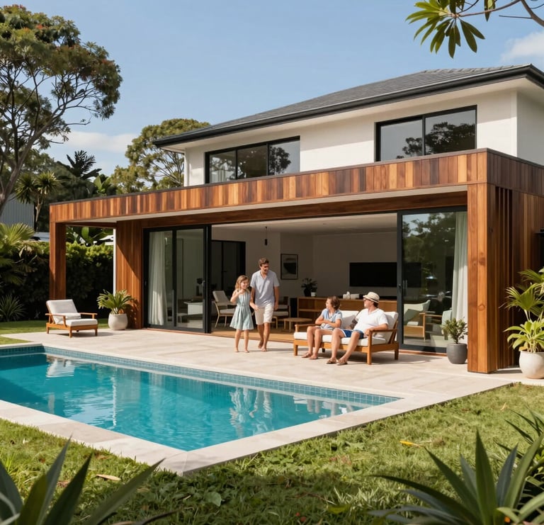 Cozy family house with a lush garden and a white picket fence in a quiet Brisbane suburb.