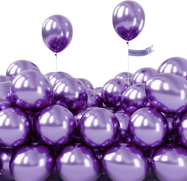 50-pack metallic purple mini latex balloons, 5 inches, for weddings, birthdays, and party decoration