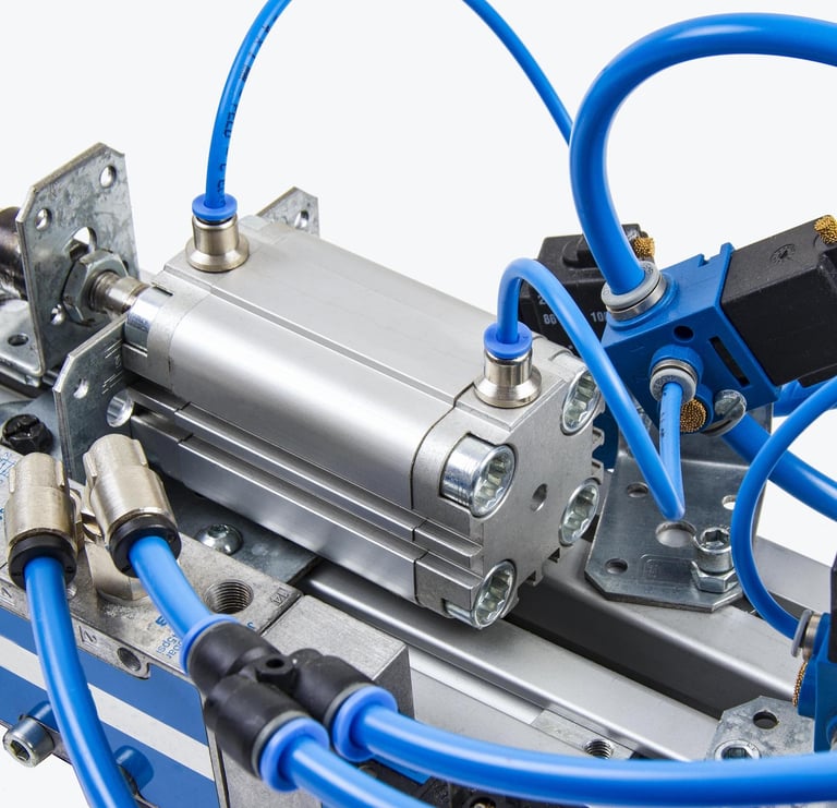 pneumatic cylinder with tube and fittings