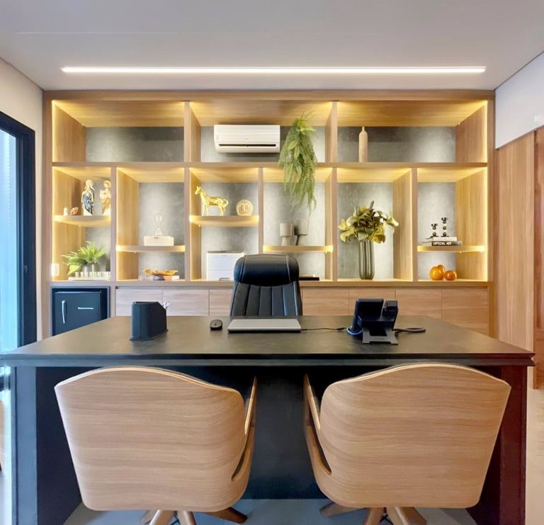 a desk with a laptop and a laptop on it