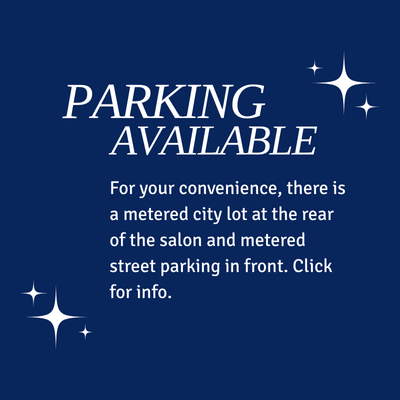 Parking available in salon rear lot.