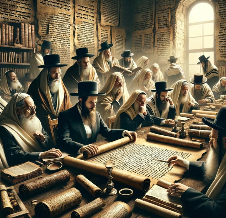 a group of men in hats and hats are gathered around a table