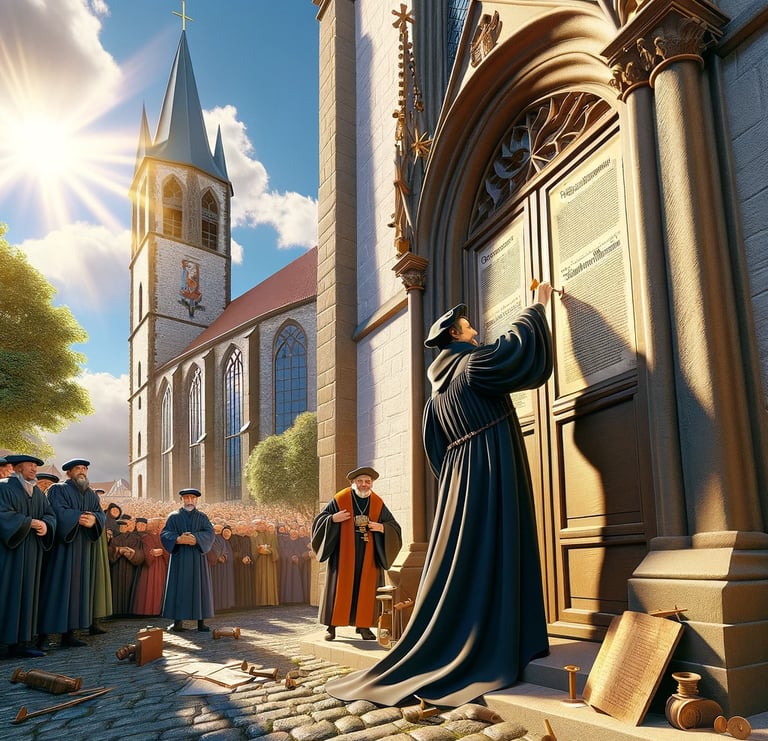 a man in a monk robe is standing in front of a church