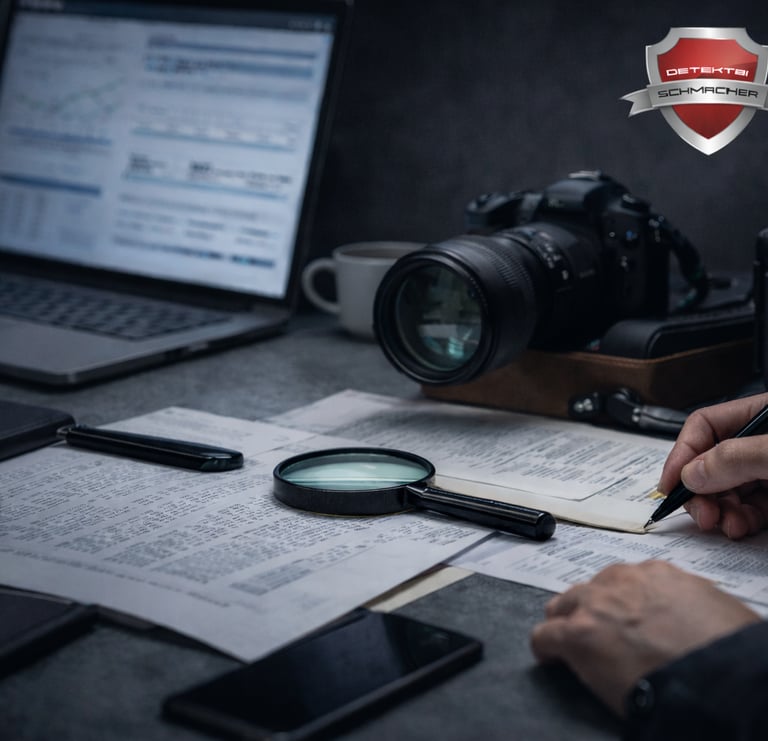 Detektei Schmacher – professionelle Ermittlungsarbeit mit Kamera, Lupe und digitaler Auswertung für 
