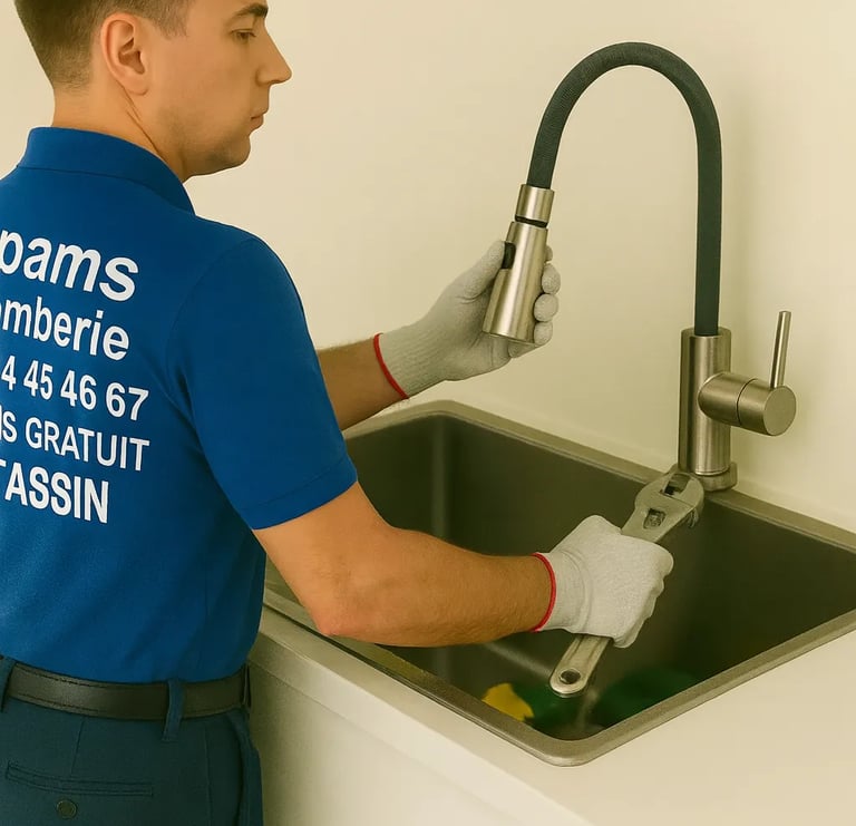 Plombier remplacement installation robinet mitigeur d evier devis tarif plombier Tassin 69160