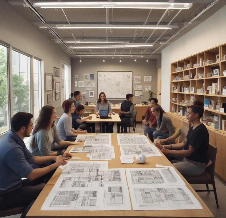A friendly team of construction workers discussing plans at a building site in Cardales.
