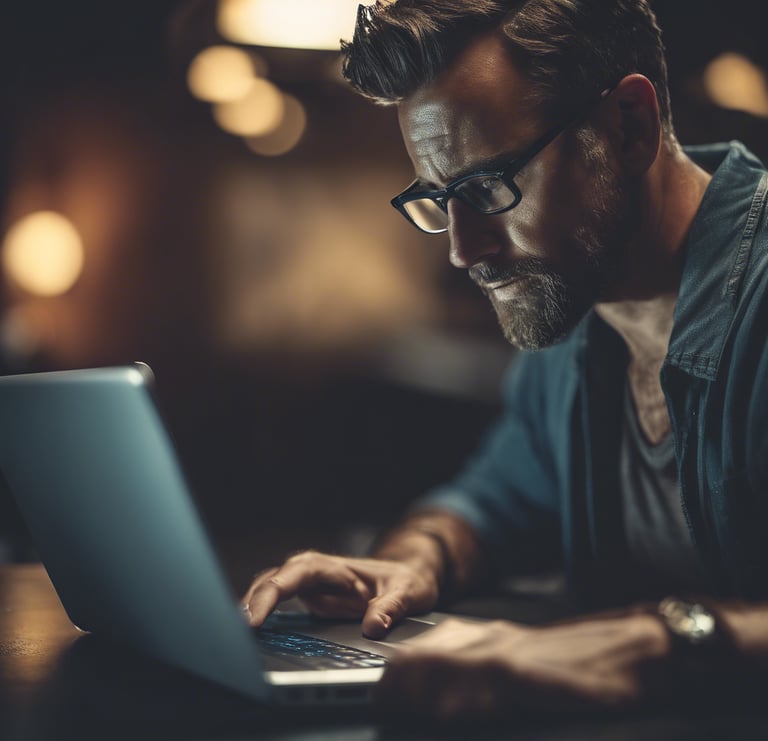 a man using a laptop