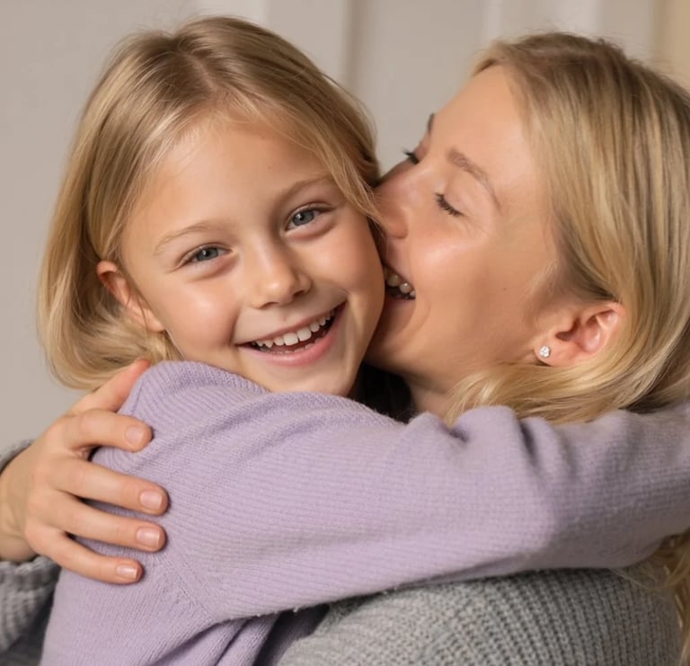Enfant heureuse d'avoir reçu un cadeau de sa maman