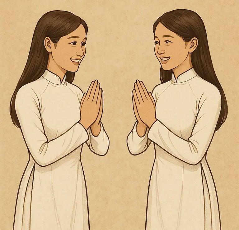 The traditional Vietnamese greeting "Xin chào"