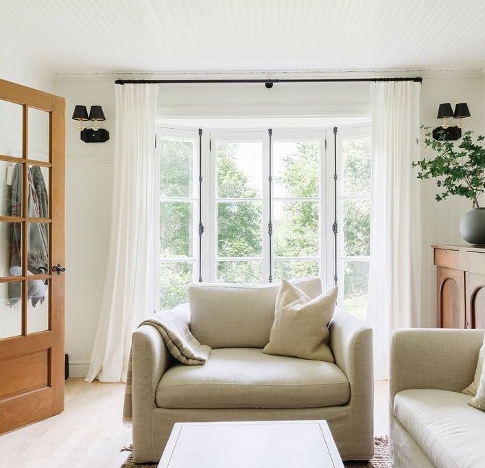 a living room with a couch and a coffee table