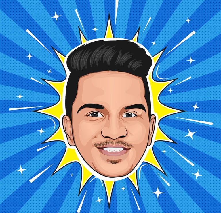 a man with a comic book cover illustration