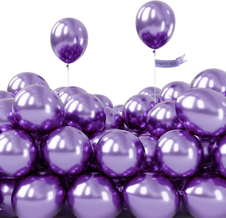 50-pack metallic purple mini latex balloons, 5 inches, for weddings, birthdays, and party decoration