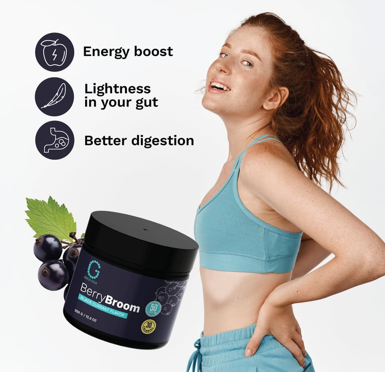 picture for Amazon for Greendeus brand, fit woman stands near supplement box