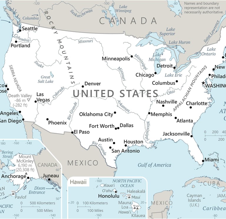 US MAP WITH STATES