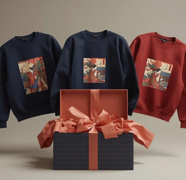 sweatshirt with subscription box. Japanese theme