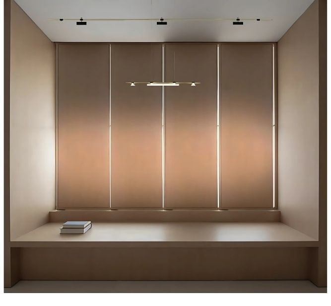 e22 system lamp in a book room