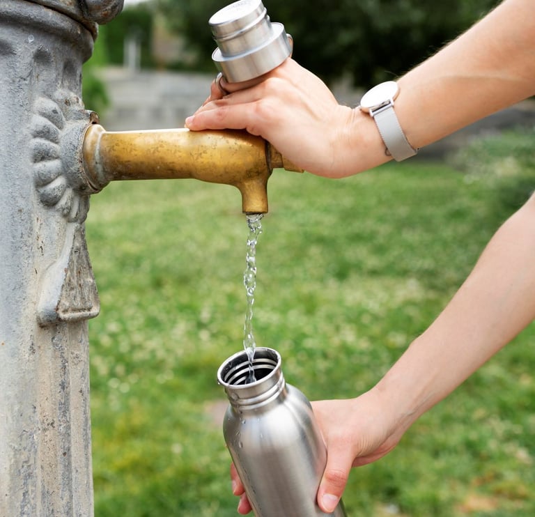 a person holding a water bottle