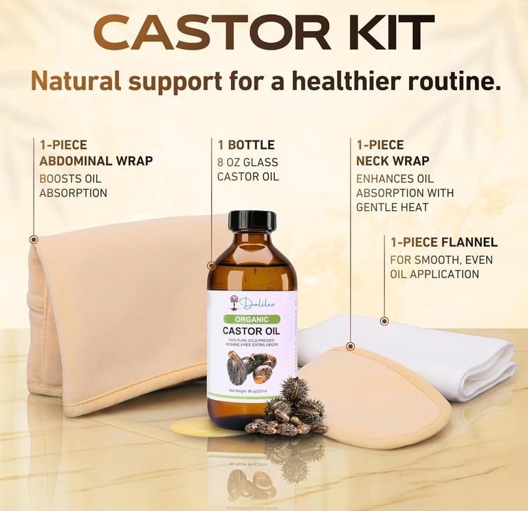 Dalileo organic castor oil pack kit with wrap and straps
