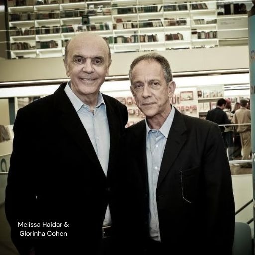 Photograph of José Serra and Walter Feldman at the launch of Dr. Cícero Coimbra's book.