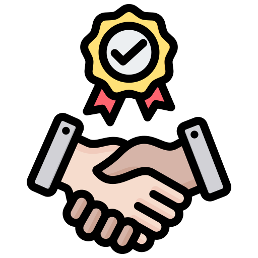 a handshake with a hand holding a hand shaker