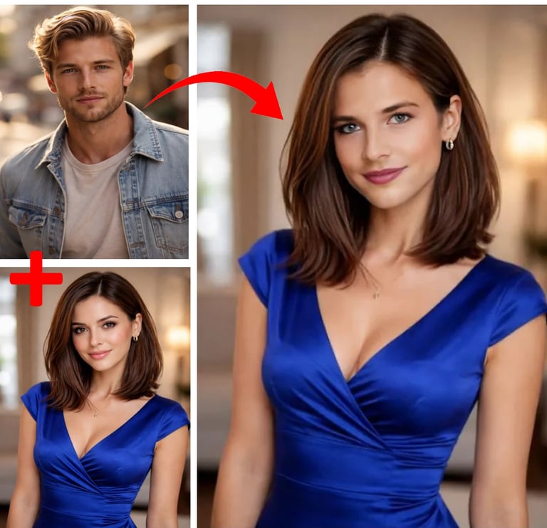 AI face swap when a man's face is swapped with woman's face