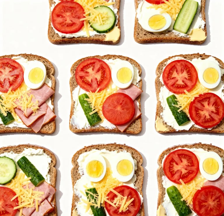 Demenzfreundliche Mini-Sandwiches bunt angerichtet