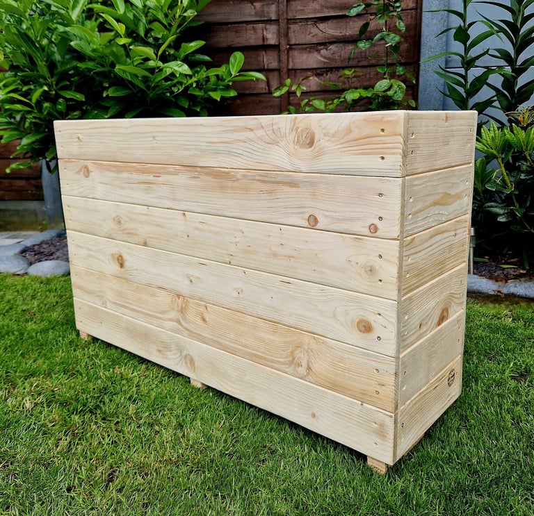 large raised restaurant wooden planter 