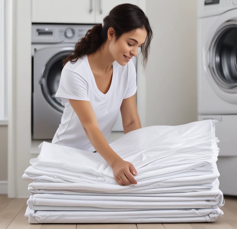 A clean stack of freshly laundered towels ready for delivery.