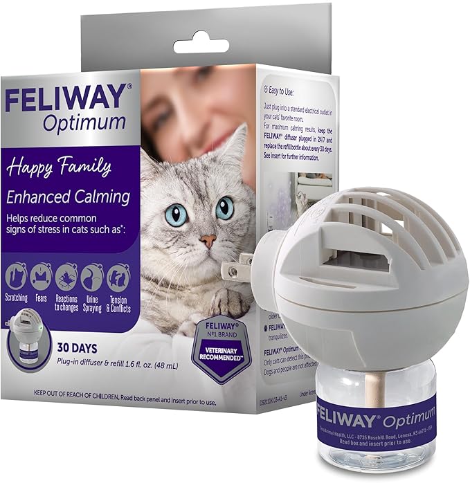 Plug-in cat calming pheromone diffuser for reducing stress and anxiety in cats
