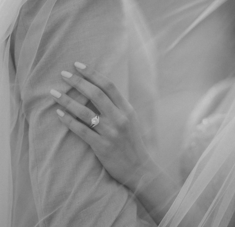 a bride and grooms wedding ring on their wedding day