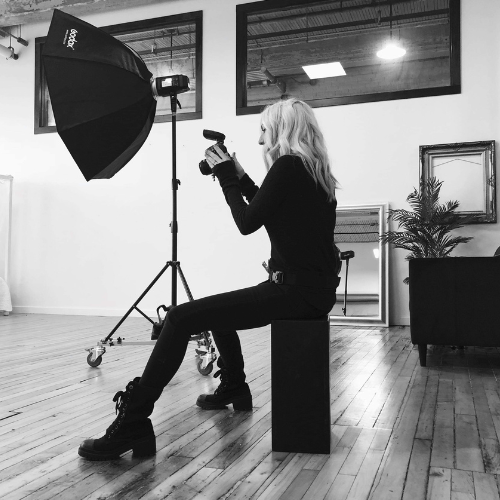 canadian artist & photographer Tanya Smith in studio capturing photos