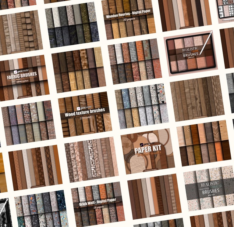 Realistic texture brushes and overlays for Procreate