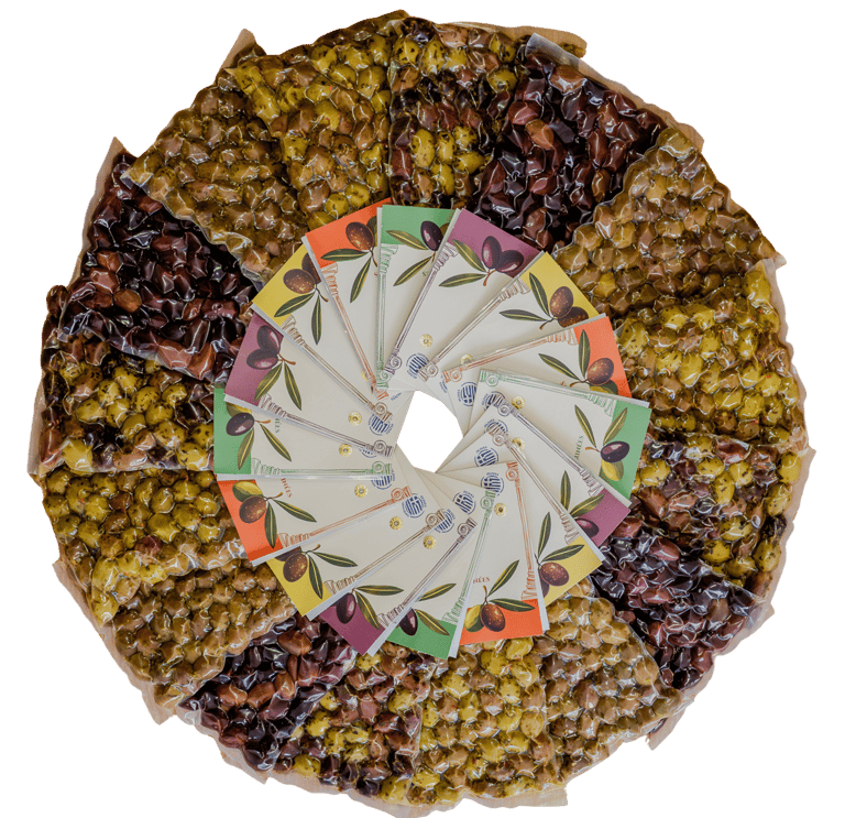 Sachets d'olives grecques en rosace