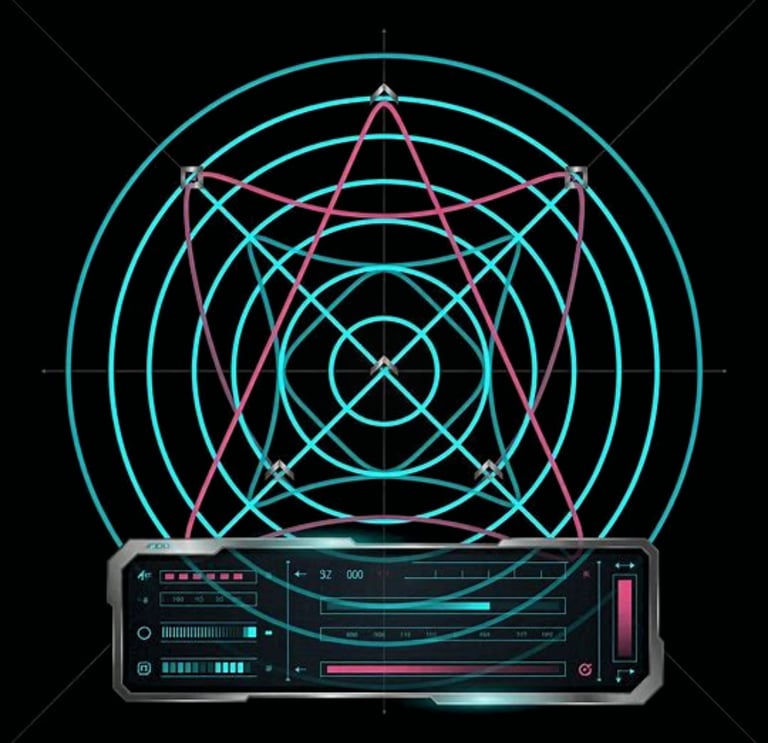 A digital audio signal processing visualization tool illustrating phase alignment.