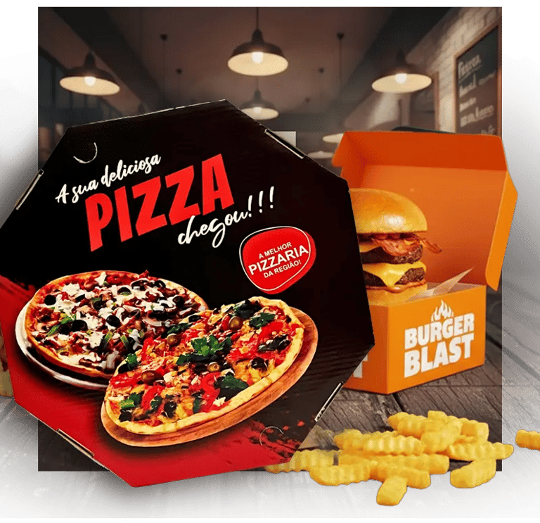 caixa de pizza personalizada hamburguer food nuestra embalagens grafica