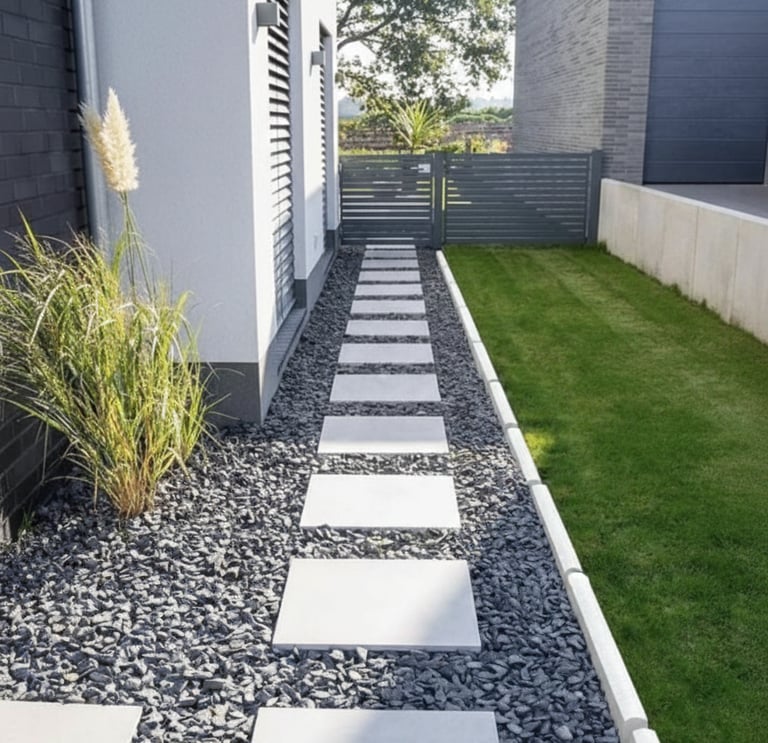 Montaj borduri și rigole din beton, exemplu de amenajare profesională