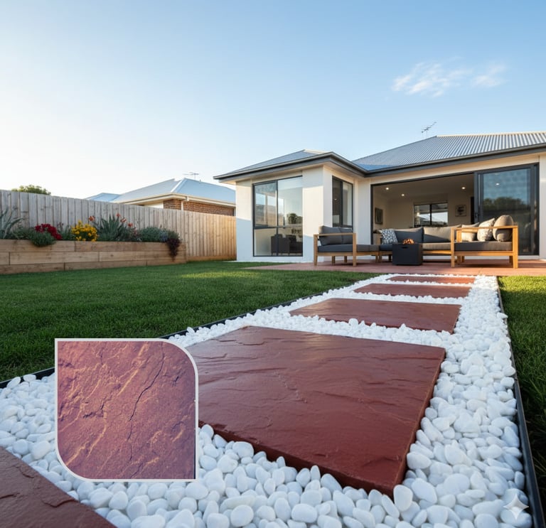 Montaj dale rezidențiale din beton, exemplu de amenajare a unei zone de relaxare în grădină