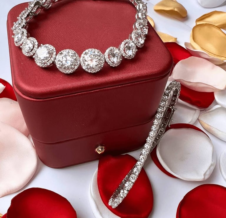 diamond necklace bracelet & earrings jewelry set